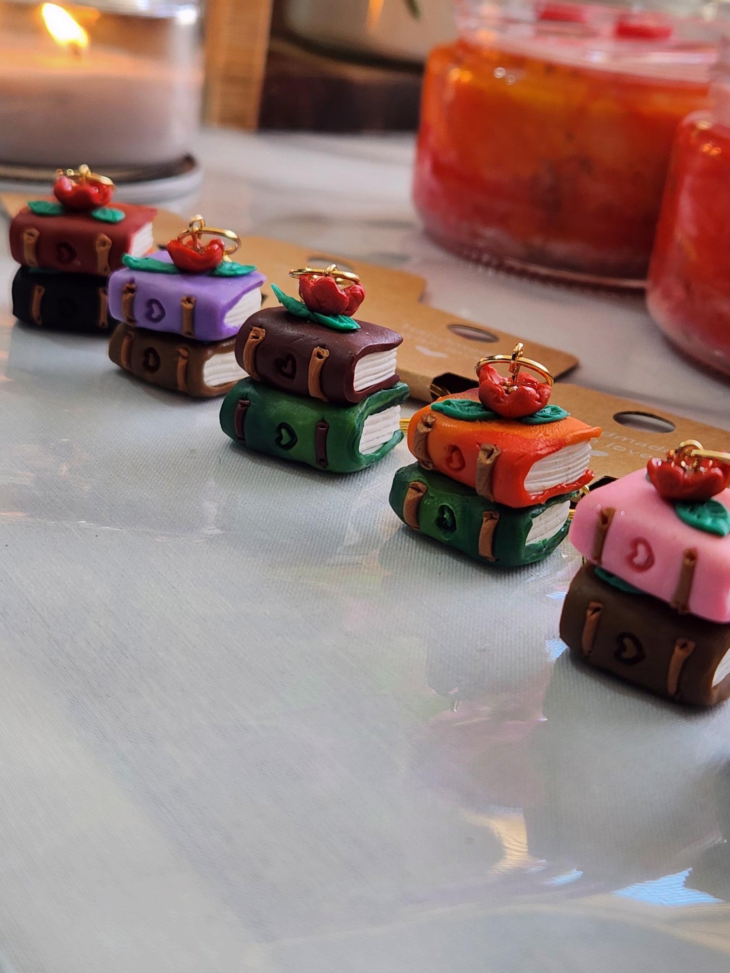 Books Stack Keychain Charm