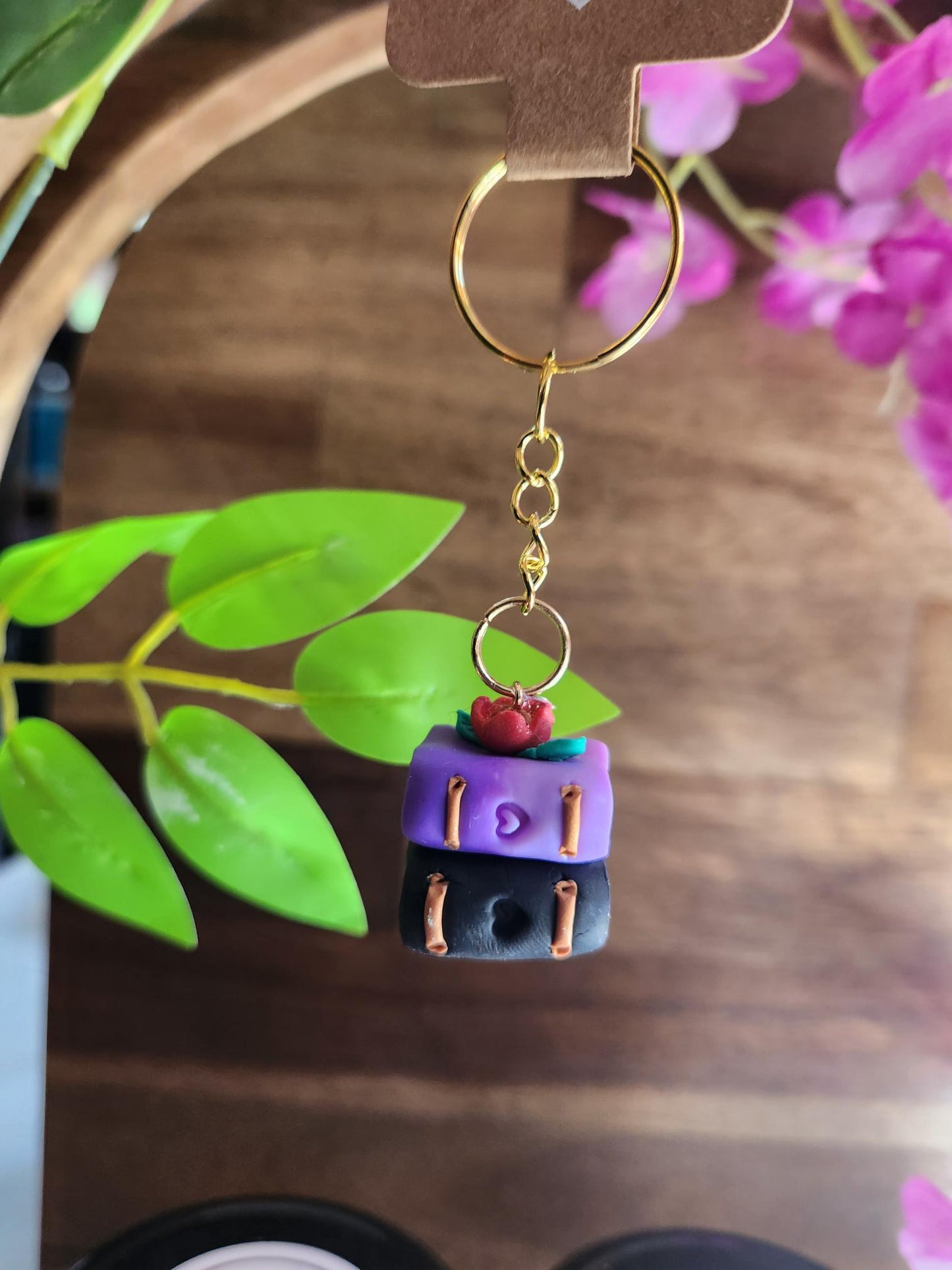 Books Stack Keychain Charm