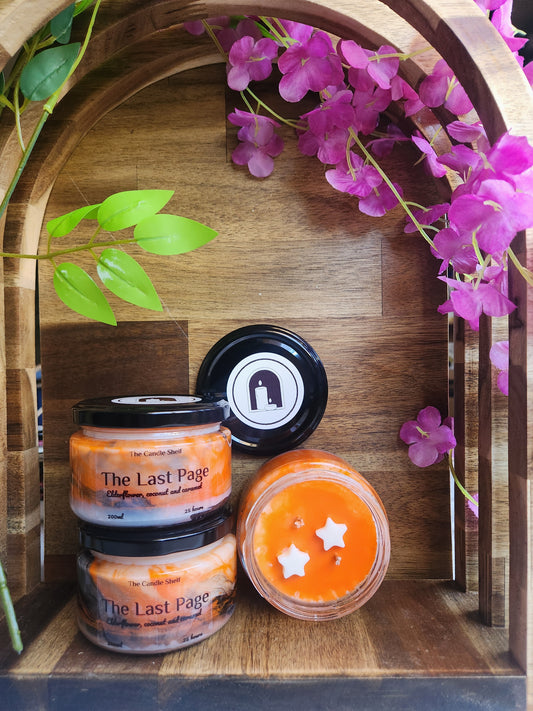 Handmade soy wax bookish candles and blind date books. Book and candle bundle gifts. New Zealand based Little Osha Quicksilver. Booktok Bookstagram The Candle Shelf The Last Page